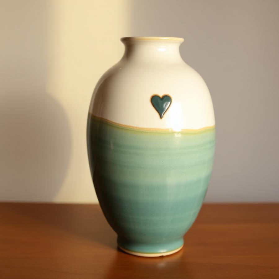 Håndlavet vase med hjerte